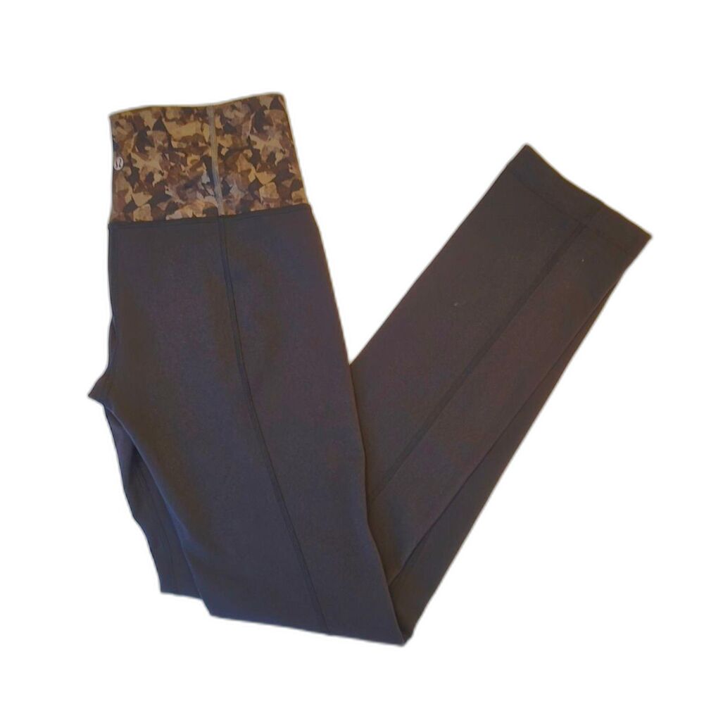 Lululemon‎ Women’s Wunder Under Full Length Leggings Black Contrast Waist Size 6